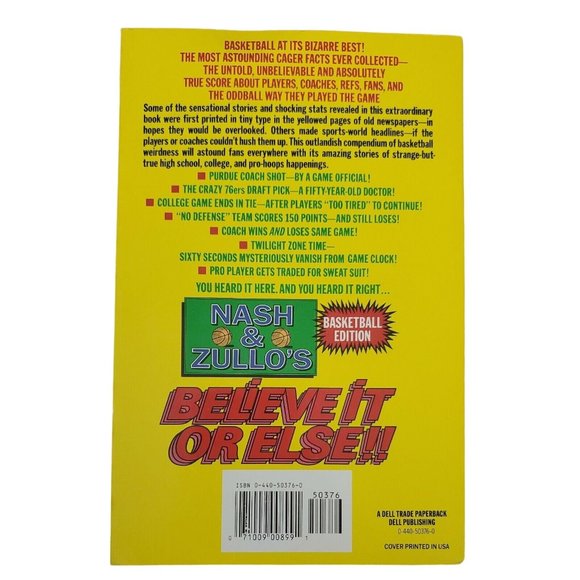 Basketball Edition BELIEVE IT OR ELSE, 1992 BOOK, by Nash & Zullo - Picture 2 of 6